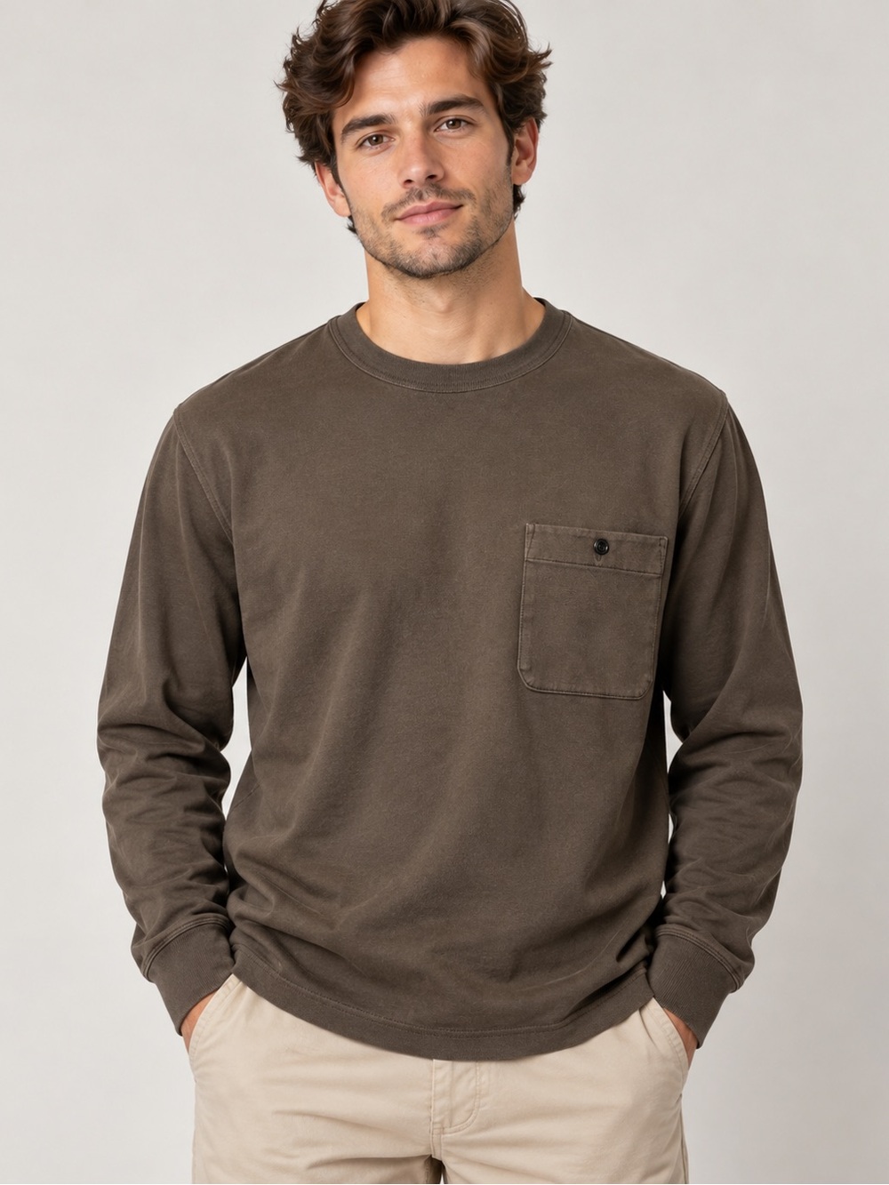 Uniqlo x Lemaire Brown Long Sleeve Pocket Tee Mens Medium Minimalist Designer